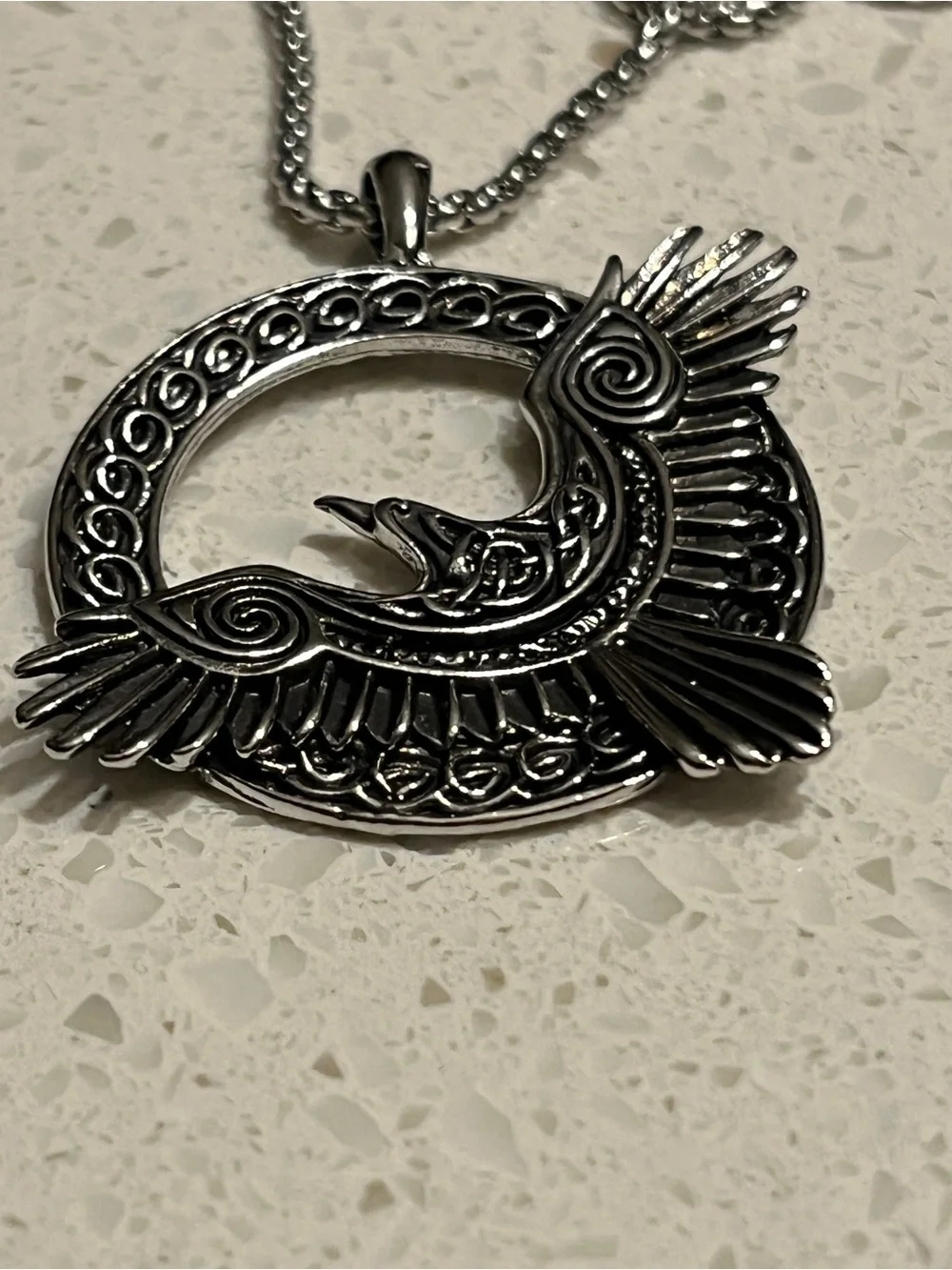 Men's Nordic Viking Crow Totem Stainless Steel Necklace